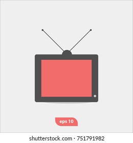 Electric device icon, retro tv symbol, flat vector and trendy illustration sign