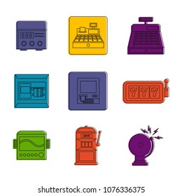 Electric device icon set. Color outline set of electric device vector icons for web design isolated on white background