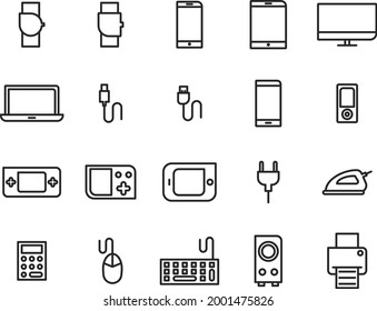 Dispositivos eléctricos, ilustración, vector sobre fondo blanco.