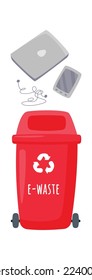 Los dispositivos eléctricos utilizan un icono plano Smartphone y reciclaje de portátiles. Ilustración del vector