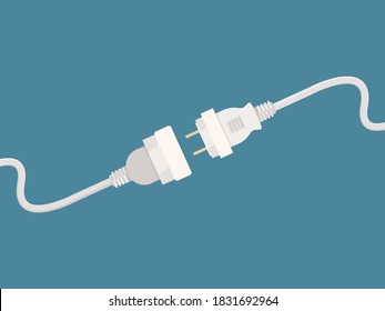 Electric disconnect plug. Unplug power connection cord error concept picture vector