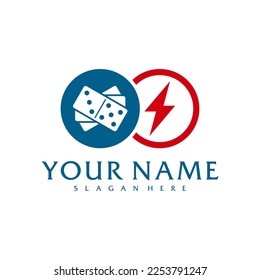 Electric Domino Logo, Vektorvorlage, Design-Konzepte für kreatives Domino-Logo
