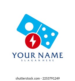 Plantilla vectorial del logotipo Electric Domino, conceptos de diseño del logotipo de Creative Domino