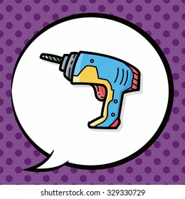 Electric drill color doodle, speech bubble