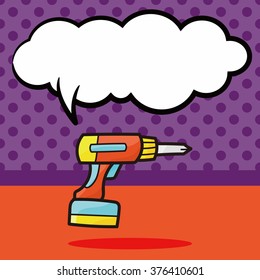 Electric drill color doodle, speech bubble
