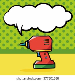 Electric drill color doodle, speech bubble