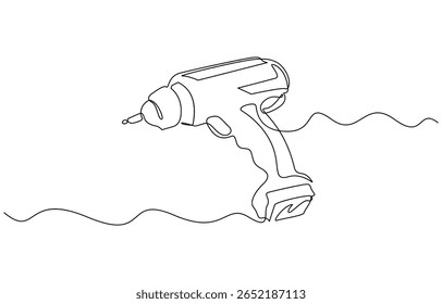 Electric drill continuous one line drawing. Handyman tools concept, One line drawing illustration of electric drilling machine. Construction tool concept single line. Editable outline