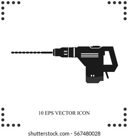 Electric drill. Cordless battery construction hand drill tool. Drill icon. Professional instrument, working tool. 