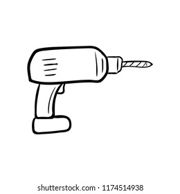 electric drill doodle icon vector 