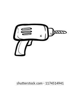 electric drill doodle icon vector 