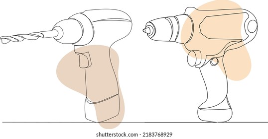 electric drill drawing one continuous line vector