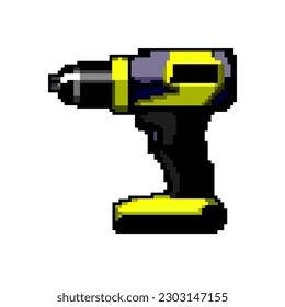 electric drill game pixel art retro vector. bit electric drill. old vintage illustration