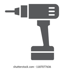 Electric drill glyph icon, tool and repair, screwdriver sign, vector graphics, a solid pattern on a white background, eps 10.