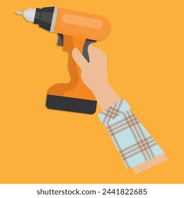 electric drill in human hand
