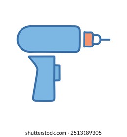 Icono de taladro eléctrico. Diseño colorido del icono de línea de un taladro eléctrico, comúnmente utilizado para proyectos de bricolaje, reparaciones caseras y construcción.