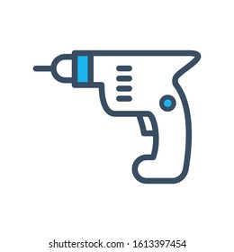 Electric drill icon design template, vector icon designed in filled color style on white background, can be used for web and various needs of your project