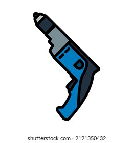Icono de taladro eléctrico. Contorno de negrita editable con diseño de relleno de color. Ilustración vectorial.