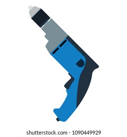 Electric drill icon. Flat color design. Vector illustration.