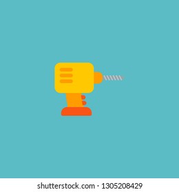 Electric drill icon flat element. Vector illustration of electric drill icon flat isolated on clean background for your web mobile app logo design.