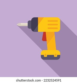 Electric drill icon flat vector. Hand tool. Power screw