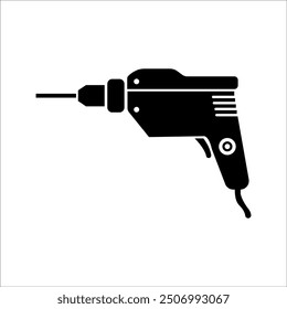 Electric Drill icon, Flat vector illustration of Electric Drill with cable, drilling machine symbol