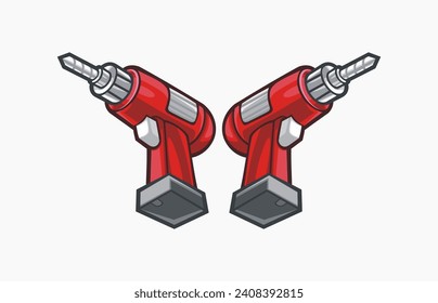 Electric Drill icon for graphic design of logo, emblem, symbol, sign, badge, label, stamp  isolated on white background, vector illustration