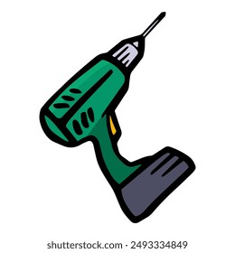 Icono de taladro eléctrico dibujado a mano color Ilustración vectorial
