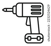 Electric drill icon outline vector. Hand tool. Power screw