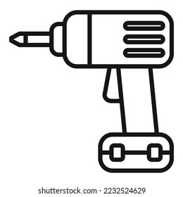 Vector de contorno del icono de perforación eléctrica. Herramienta de mano. Tornillo de alimentación