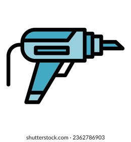 Electric drill icon outline vector. Home construction. Work tool color flat