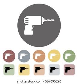 Electric drill icon set.Vector illustration
