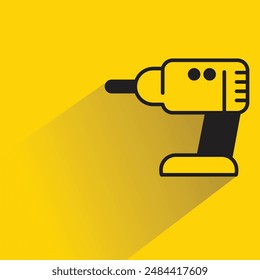 electric drill icon with shadow on yellow background
