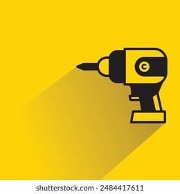 electric drill icon with shadow on yellow background