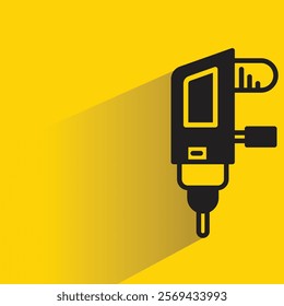 electric drill icon with shadow on yellow background