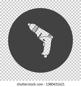 Elektrisches Bohrsymbol. Subtrahieren Sie das Schablonendesign auf dem Transparenzgitter. Vektorgrafik.