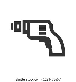 Electric drill icon in thick outline style. Black and white monochrome vector illustration.