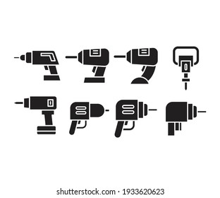 electric drill icons set vector