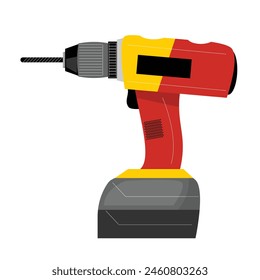 Electric drill illustration. Flat illustration of electric on white background
