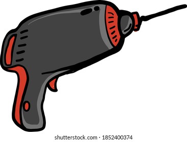 Electric drill, illustration, vector on white background