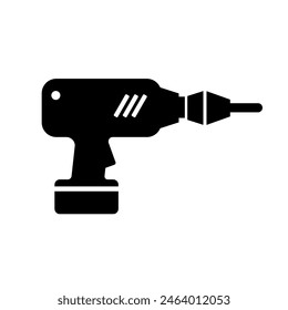 electric drill isolated on white, drill, screwdriver, vector icon