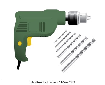 the electric drill on white background