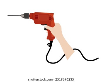 Electric drill on a white background.