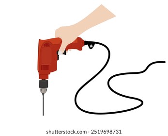 Electric drill on a white background.