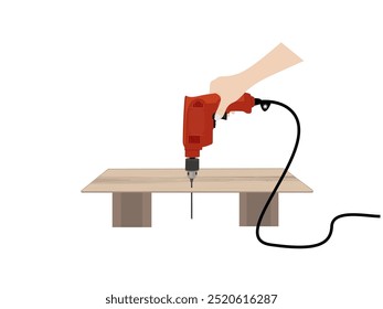 Elektrobohrer auf weißem Hintergrund.