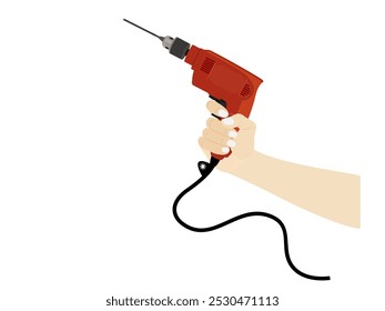 Electric drill on a white background.