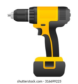 Electric drill on a white background.