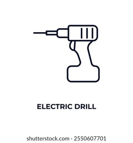 electric drill  outline icon. Linear vector from construction concept. Thin line electric drill  icon isolated on white background