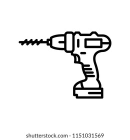 Electric drill outline vector icon