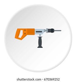 Electric drill, perforator icon in flat circle isolated vector illustration for web