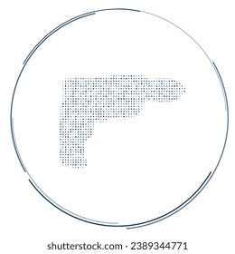 The electric drill symbol filled with dark blue dots. Pointillism style. Vector illustration on white background